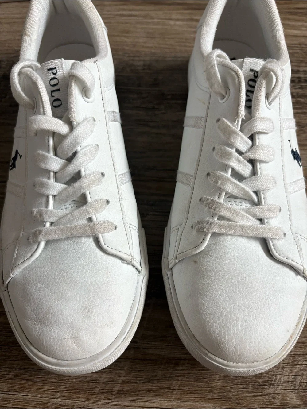 Ralph Lauren Cream Canvas Low-Top Sneakers with Navy Polo Logo